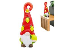 Ceramic Gnome Statue - Strawberry & Lemon Decor, Spring Dwarf Figurine, Hanging Ring for Outdoor Indoor | Suitable for Patio Balcony Terrace Garden Bookshelf Bedroom Study Home Decorative Ornament
