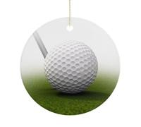 Ceramic Golf Ball Christmas Ornament 3 Inch Round Hanging Ornaments Double Sided Holiday Tree Decoration for Xmas Wreath Gift Tag Party Favor Wedding Keepsake Souvenir Home Decor