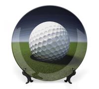 Ceramic Golf Ball Decorative Plate for Wall Hanging 6inch Large Bone China Dinner Plates with Display Stand Porcelain Art Dish for Home Kitchen Office Wedding Gift Farmhouse Decor