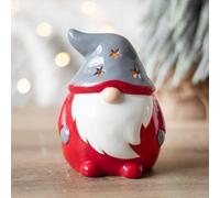 Ceramic Gonk Tealight Candle Holder - Red & Grey