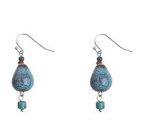Ceramic Gourd earrings Blue Glazed Teardrop Ceramic Earrings - Boho Beaded Dangle Jewelry for Women Suitable for Parties, Festivals and Daily Life
