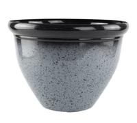 Ceramic Granite Look Grey Plastic Plant Pot 30cm Gloss 8.5L Round Garden Planter