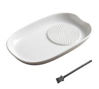 Ceramic Grater Plate - Efficient Manual Grinder for Fruits, Vegetables & More, Smooth White Garlic Grater Plate with Non-Slip Base for Baby Food, Square