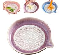 Ceramic Grater Plate Multipurpose Food Grinder Gradient Kitchen Tool with Integrated Spout for Ginger Garlic Fruits Vegetables Sauce Making (Purple)
