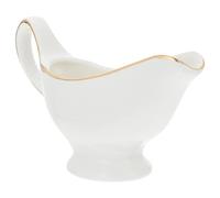 Ceramic Gravy Boat Pourer Dish: Porcelain Creamer Pitcher with Handle Steak Gravy Boat Milk Jug with Gold Trim Condiment Bowl Sauce Dispenser