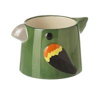 Ceramic Green Parrot Head Shaped Indoor Plant Pot 14cm, 5inch Holder Herb Cover Bird Planter