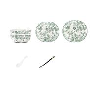 Ceramic Green Rose Flower Dishes Household Exquisite Individualized Tableware-16 pieces for 4 people [Lite]