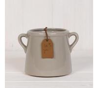Ceramic Grey Plant Pot/Vase Planter Flowers Herbs Utensils Holder with Tag and Ears Indoor Home Decorative Gift (Grey Pot 10 cm)