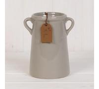 Ceramic Grey Plant Pot/Vase Planter Flowers Herbs Utensils Holder with Tag and Ears Indoor Home Decorative Gift (Grey Vase 18cm)