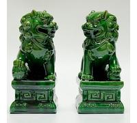 Ceramic Guardian Lion Statues, Tang Dynasty Style Foo Dogs, Pair for Home and Office Decor