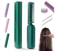 Ceramic Hairdressing Comb, Cedar and Ash Ceramic Hairdressing C omb, Portable Mini Curling & Straightening Com b, Frizz-Free Hair Anytime (Green)