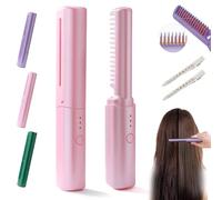 Ceramic Hairdressing Comb, Cedar and Ash Ceramic Hairdressing C omb, Portable Mini Curling & Straightening Com b, Frizz-Free Hair Anytime (Pink)