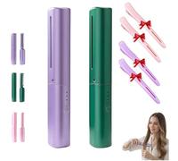 Ceramic Hairdressing Comb, Cedar and Ash Ceramic Hairdressing Comb, Smooth, Frizz-Free Hair Anytime, Anywhere, 3 Heat Settings,USB Rechargeable, Cordless 2-in-1 Touch-Up Combs (Purple + Green)