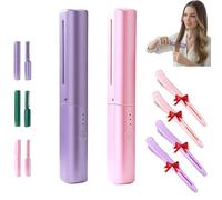 Ceramic Hairdressing Comb, Cedar and Ash Ceramic Hairdressing Comb, Smooth, Frizz-Free Hair Anytime, Anywhere, 3 Heat Settings,USB Rechargeable, Cordless 2-in-1 Touch-Up Combs (Purple + Pink)