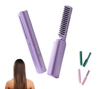 Ceramic Hairdressing Comb, Ceramic Hairdressing Comb Smooth, Frizz-Free Hair, Anytime, Anywhere, Portable Wireless 2-In-1 Hairs Dressing Combs for Straight and Curly Hairs (Purple)