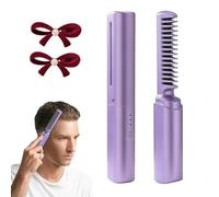 Ceramic Hairdressing Comb, Frizz-Free Hair Anytime, Cedar and Ash Ceramic Comb, Mini Dual Purpose Curling Iron for Every Hair, 3 Heat Settings (Purple)