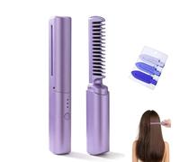 Ceramic Hairdressing Comb - Smooth,Frizz-Free Hair Anytime,2-in-1 Cedar and Ash Ceramic Comb,3 Heat Settings USB Rechargeable,Hair Straightener Brush for All Hair Types (Purple)