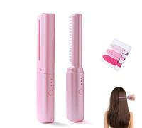 Ceramic Hairdressing Comb - Smooth,Frizz-Free Hair Anytime,2-in-1 Cedar and Ash Ceramic Comb,3 Heat Settings USB Rechargeable,Hair Straightener Brush for All Hair Types (Pink)