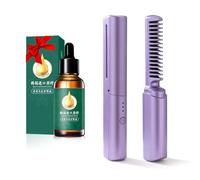 Ceramic Hairdressing Comb Smooth, Frizz-Free Hair, Cedar And Ash Ceramic Hairdressing Comb, Ceramic Hot Combs 3 Heat Settings with Hair Care Essential Oil (Purple)