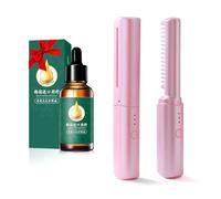 Ceramic Hairdressing Comb Smooth, Frizz-Free Hair, Cedar And Ash Ceramic Hairdressing Comb, Ceramic Hot Combs 3 Heat Settings with Hair Care Essential Oil (Pink)