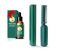 Ceramic Hairdressing Comb Smooth, Frizz-Free Hair, Cedar And Ash Ceramic Hairdressing Comb, Ceramic Hot Combs 3 Heat Settings with Hair Care Essential Oil (Green)