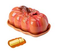 Ceramic Halloween Butters Dishs with Lid, Pumpkin Food Holder, Butter Dish with Lid & Pumpkin Fall Tray for Autumn Table, for Kitchen Cheese Steak Fruit Holiday Halloween Party