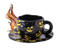 Ceramic Halloween Mug - 320ml Irregular Design Holiday Drinking Cup, Coffee Tea Beer Milk Juice Collectible Drinkware for Restaurant, Office, Hotel, Living Room, Students, Teachers, Fall Party,