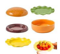 Ceramic Hamburger Set - Stackable Ceramic Tableware - Dinner and Dessert, for Party Organizers Household Chefs Family Dinner Outdoor Picnic Birthday Barbecue Gathering