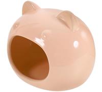 Ceramic Hamster Hideout House for Hamsters and Gerbils, Cute | Cartoon Shape, Decorative Cage Accent, Heat Dissipation, Bright Color, Room Use, Hot Weather Resting Spot