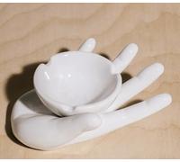 Ceramic Hand Ashtray - Sculptural Palm Design for Smokers, Incense & Decor - Cool Gothic Modern Tabletop Ash Tray Gift (White)