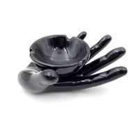 Ceramic Hand Ashtray - Sculptural Palm Design for Smokers, Incense & Decor - Cool Gothic Modern Tabletop Ash Tray Gift (Black)
