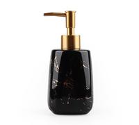 Ceramic Hand Soap Dispenser for Bathroom, 12 Oz Refillable Countertop Decorative Lotion Liquid Dispensers with Gloden ABS Pump Head, Glossy Marble Black
