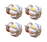 Ceramic Handle 4Pcs Ceramic Single Hole Knobs Retro Drawer Cabinet Wardrobe Shoe Cabinet Door Pulls No. 5 Poplar