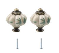 Ceramic Handles 2Pcs Painted Pattern Pumpkin Ceramic Handle Cabinet Wardrobe Door Furniture Drawer Single Hole Knobs H Style