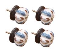 Ceramic Handles 4Pcs Ceramic Handle Chinese Drawer Single Hole Wardrobe Cabinet Door Pulls Black Mulberry Leaf