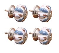 Ceramic Handles 4Pcs Ceramic Single Hole Knobs Retro Drawer Cabinet Wardrobe Shoe Cabinet Door Pulls No. 5 Mulberry Leaf