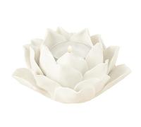 Ceramic Handmade Lotus Candle Stick Holder Petals Flower Tea Lights Holder Home & Tabletop Office Window Decoration (White)