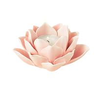 Ceramic Handmade Lotus Candle Stick Holder Petals Flower Tea Lights Holder Home & Tabletop Office Window Decoration (Pink)