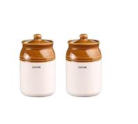 Ceramic Handmade Pickle Jar Set with Lid, Dining Table Pickels Containers and an Ideal Gift for Family Set of 2 Small