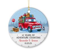 Ceramic Hanging 10 Years Of Adventure Counting Ceramic Ornament Funny Ceramics Xmas Ornament Double Sided Christmas Tree Decoration For Home Decor Holiday Party 7.3Cm