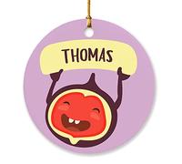 Ceramic Hanging 7.3CM, Fig Ceramic Ornament Keepsake Christmas Baubles Unique Ceramics Xmas Ornament For Home Decor Party Family
