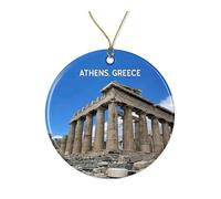 Ceramic Hanging Athens Greece Parthenon Temple On The Acropolis Ceramic Ornament Funny Christmas Baubles Personalised Ceramics Xmas Ornament For Party Holiday Family