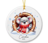 Ceramic Hanging Baby'S Koala First Custom Koala Bear Ceramic Ornament Novelty Christmas Tree Decoration Unique Ceramics Xmas Ornament For Family Party Home Decor 7.3CM
