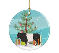 Ceramic Hanging Belted Galloway Cow Circle Christmas Hanging Pendants Vintage Christmas Memorial Ornaments For Children Home Kids