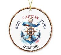 Ceramic Hanging Best Captain Ever Ceramic Ornament Keepsake Christmas Tree Decoration Unique Ceramics Xmas Ornament For Party Family Holiday 7.3Cm
