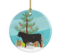 Ceramic Hanging Black Angus Cow Circle Christmas Hanging Ornaments Art Christmas Tree Ornaments For Grandparents Home Family
