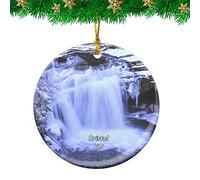 Ceramic Hanging Bristol Falls Vermont Travel Ceramic Ornament Double Sided Ceramics Xmas Ornament Unique Christmas Tree Decoration For Holiday Party Family 7.3CM