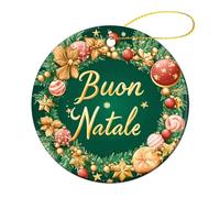 Ceramic Hanging Buon Natale Italian Circle Christmas Hanging Ornaments Vintage Christmas Tree Ornaments For Holiday Anniversary Home
