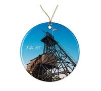 Ceramic Hanging Butte Museum Montana Usa America Iconic Mining Headframe Celebrate Montana'S Rich Mining Heritage Ceramic Ornament Unique Christmas Tree Decoration Ceramics Xmas Ornament