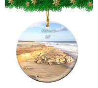 Ceramic Hanging Chilmark Lucy Vincent Beach Massachusetts Travel Ceramic Ornament Unique Christmas Tree Decoration Personalised Ceramics Xmas Ornament For Holiday Home Decor Party 7.3CM